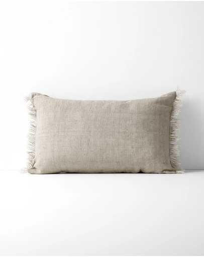 Aura Home - Vintage Linen Fringe Rectangle Cushion