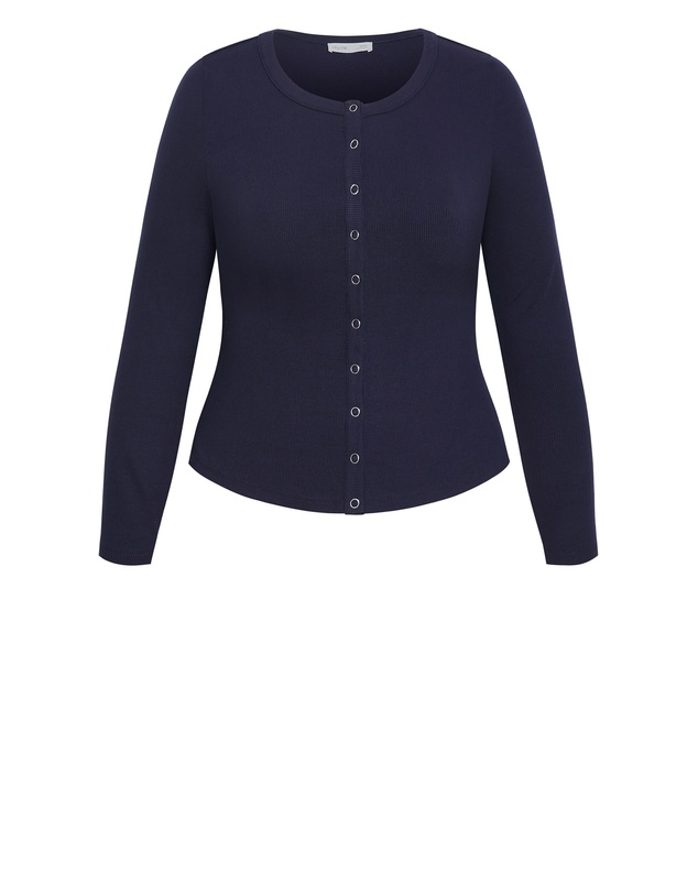 City Chic - Cassia Button Through Rib Top