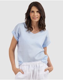 CAMIXA - Martina Linen V-Neck T-shirt