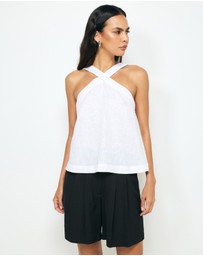 AERE - Elodie Linen Cross Front Top