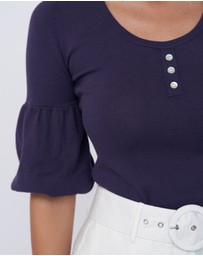 Amelius - Frances Three Quarter Puff Sleeve Knit