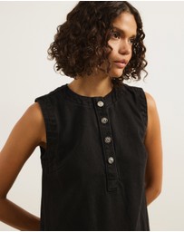 Atmos&Here - Deana A-Line Sleeveless Denim Mini Dress