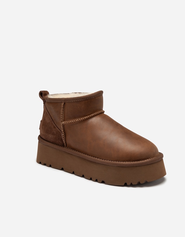 Ozwear Connection Uggs - Ugg Classic Platform Ultra Mini Boot (Oiled Leather) (4.5cm)