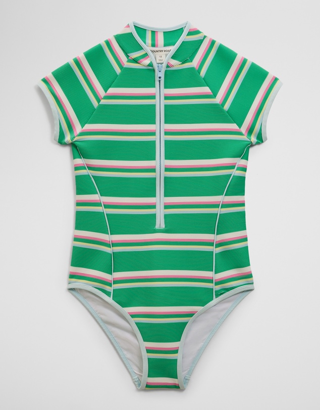 Country Road - Teen Short Sleeve Stripe Swimsuit