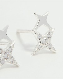 Lovisa - Sterling Silver Cubic Zirconia Double Star Stud Earrings
