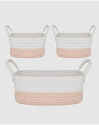 Living Textiles - 3 Pc Cotton Rope Storage Set - Blush/White