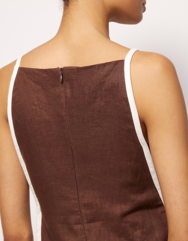 AERE - Tova Contrast Linen Mini Dress