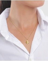 Elli Jewelry - Soleil Textured Medallion Necklace in Gold-Plated 925 Sterling Silver