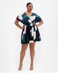City Chic - Hailey Abstract Print Pleat Mini Dress