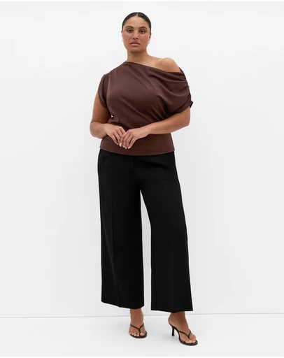 City Chic - Plus size Imani Off Shoulder Top - chocolate