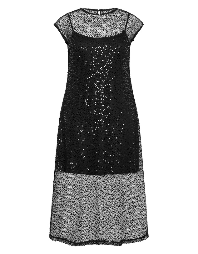 City Chic - Plus size Stardust Sequin Midi Dress - black