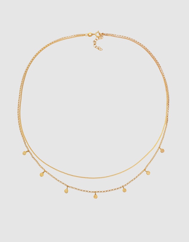 Elli Jewelry - Hammered Tag Layered Necklace in Gold-Plated 925 Silver