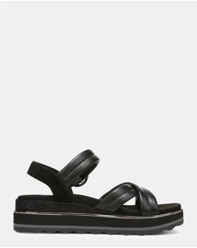 Vionic - Reyna Flatform Sandal - Black Leather