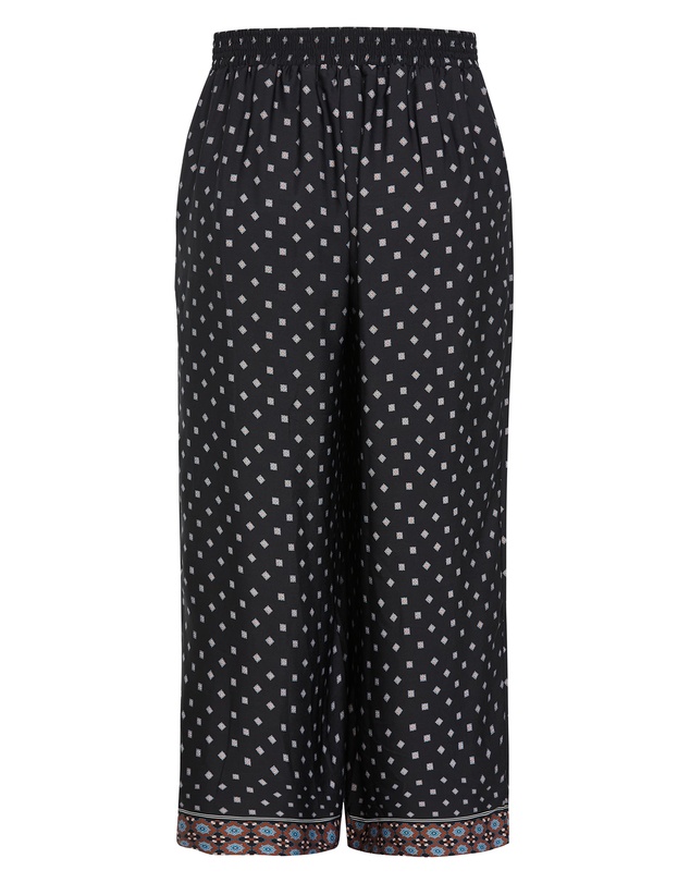 City Chic - Plus size Amber Boho Print Border Pant - black