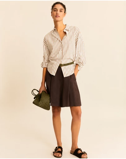 Emme - Ecru Alternating Viscose Shirt