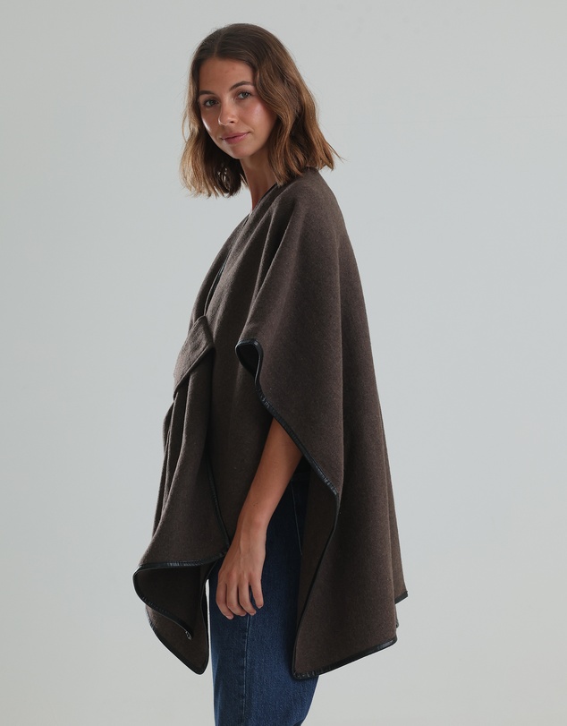 Morgan & Taylor - Jane Bias-Edged Poncho Chocolate Brown