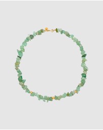 Elli Jewelry - Necklace Choker Timeless Trend with Aventurine Stones in 925 Sterling Silver Gold Plated