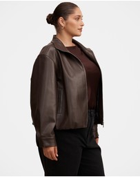 Forever New Curve - Julia Curve Faux Leather Funnel Neck Jacket