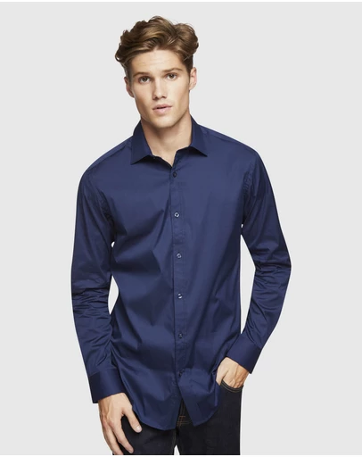 Oxford - Navy Stretch Travel Shirt