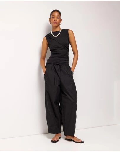 AERE - Organic Cotton Barrel Leg Pants