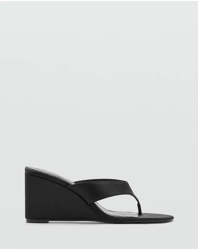 M.N.G - Satin Strap Wedge Sandals