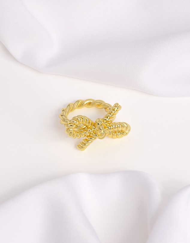 Wanderlust + Co - Ribbed Bow Gold Ring