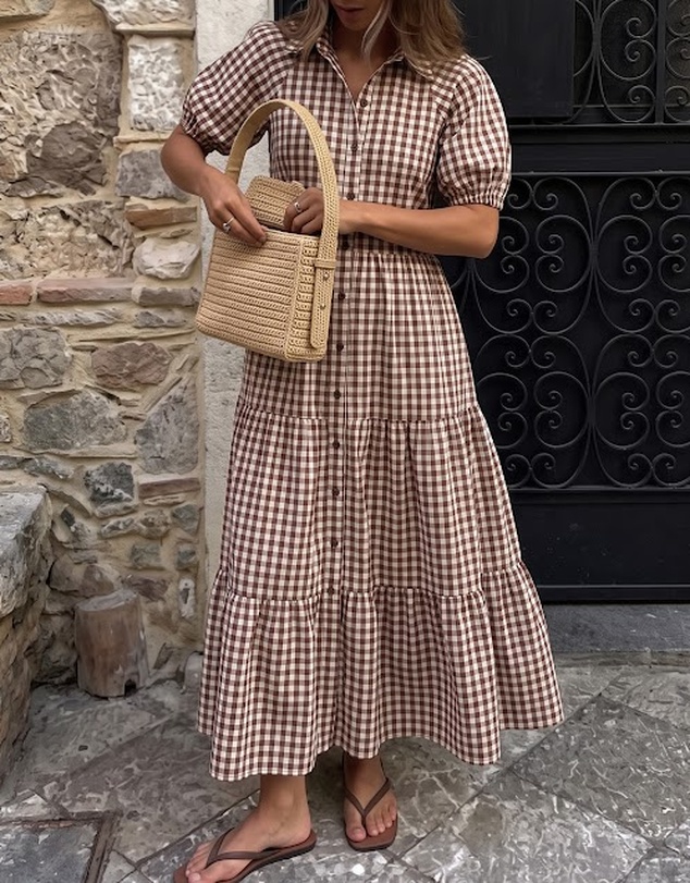 Atmos&Here - Alexis Tiered Button Through Midi Dress