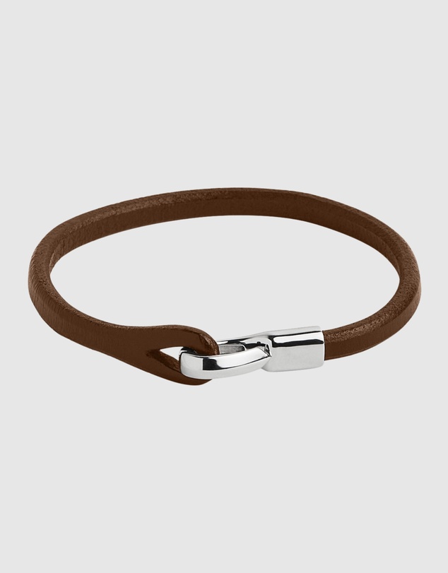 Najo - Kinship Tan Leather & Steel Bracelet (21cm)