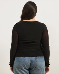 Atmos&Here Curvy - Audrey Long Sleeve Mesh Top