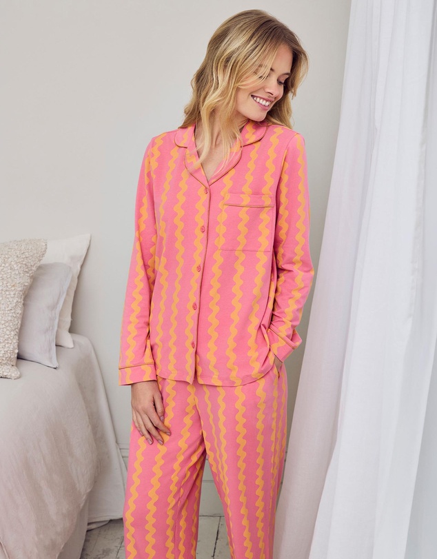 Chelsea Peers - Organic Cotton Wiggle Stripe Long Pyjama Set