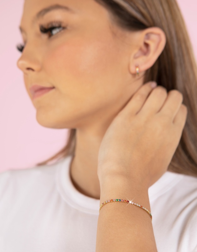 Mestige Kids - Sweetheart Vibrant Tennis Bracelet - 18K Gold Plated