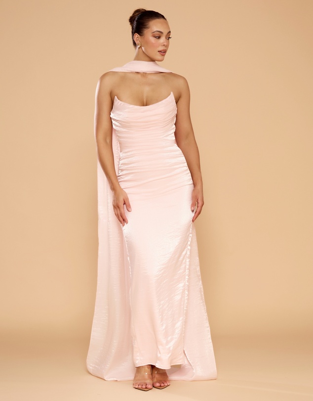 CATHERINE FERRARO - Evangeline Strapless Gown with Scarf