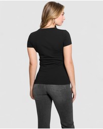 GUESS - Crew Neck Short Sleeve Logo Lace T-Shirt