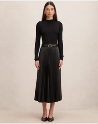 Forever New - Gianna Vegan Leather Pleated Midi Dress