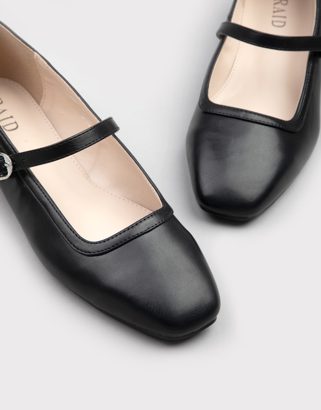 RAID - Finni ankle strap ballet pumps in black