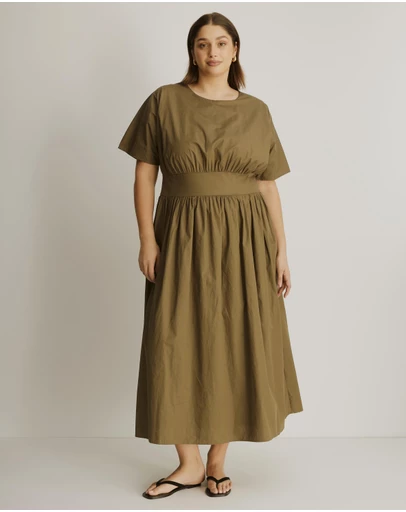 Atmos&Here Curvy - Nicky Cotton Poplin Midi Dress
