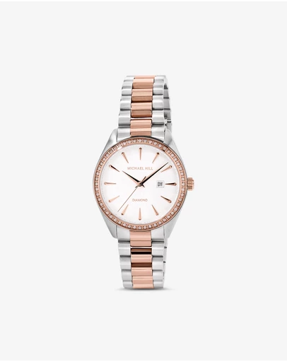 Michael Hill - Women's 0.60 Carat TW Diamond Bezel Watch in Rose Tone Stainless Steel.