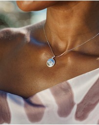 Georgini - Georgini Opal Glow Blue Created Opal Evil Eye Silver Medallion
