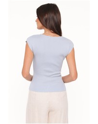 Petal & Pup - Tori Side Cinch Knitted Top - Light Blue
