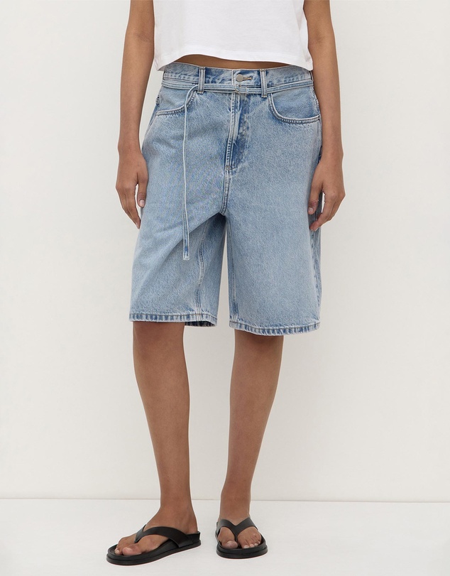 Assembly Label - Loose Fit Long Denim Shorts