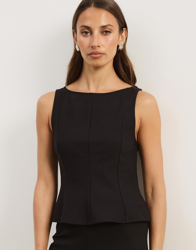 Atmos&Here - Eleni Sleeveless Peplum Ponte Structured Top