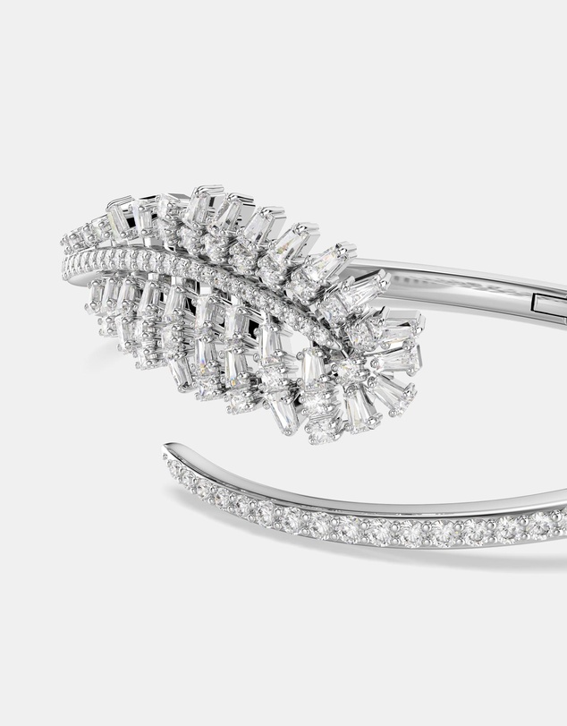 Swarovski - Vienna Bangle, Mixed Cuts, Feather, White, Rhodium Plated