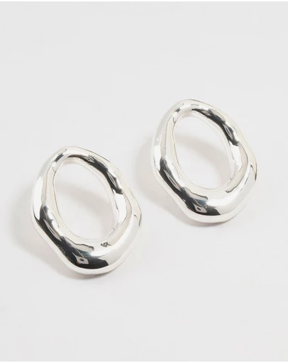 Lovisa - Silver Plated Molten Open Circle Stud Earrings