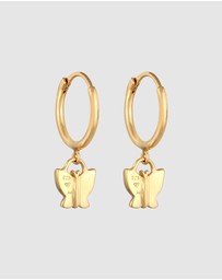 Elli Jewelry - Earrings Kids Creoles butterfly pendant in 925 sterling silver gold plated