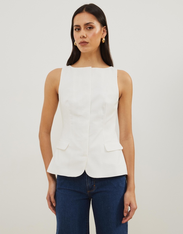 Atmos&Here - Solene Linen Blend Boat Neck Vest