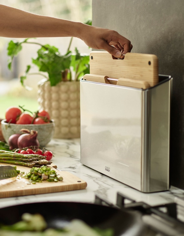 Joseph Joseph - Folio™ Steel Bamboo 3-piece Chopping Board Set with Stainless Steel Storage Case