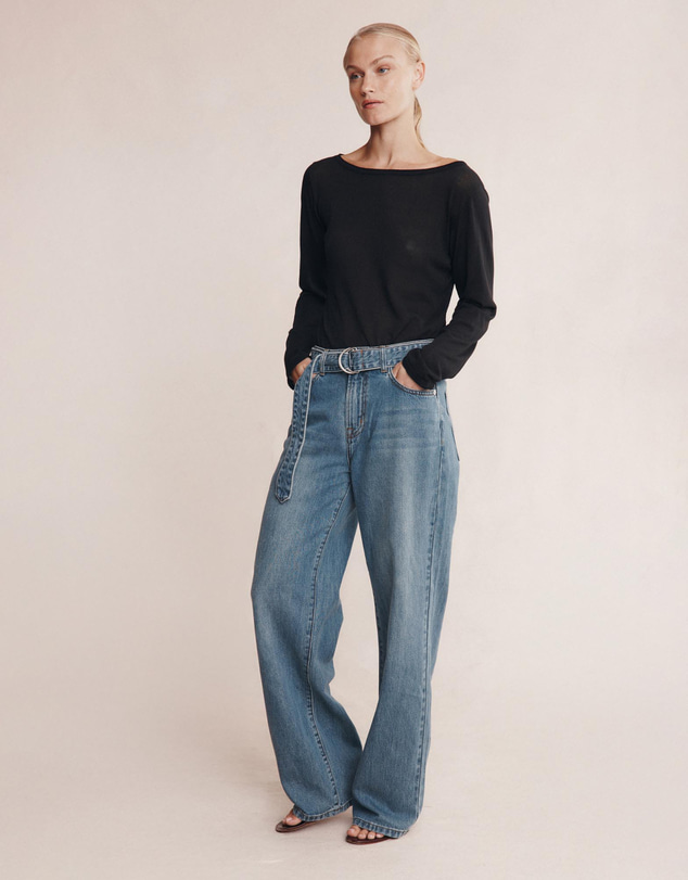 Marle - Belted Wide Leg Jeans