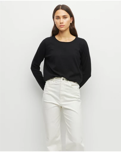 JH Lounge - JHL Crew L/S T (Fine Cotton Cashmere) Black