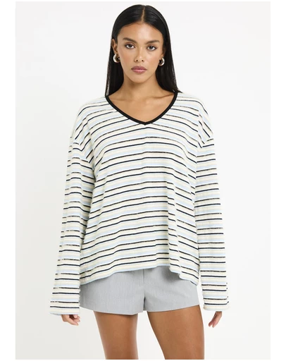 Subtitled - Julie Striped Long Sleeves Knit Jumper