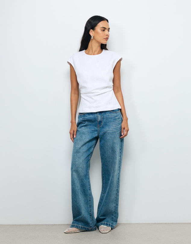 AERE - Lea Gathered Linen Top